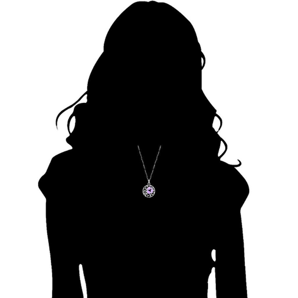 Medallion Amethyst & Diamond Small Pendant in Sterling Silver