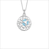 Medallion Blue Topaz & Diamond Small Pendant in Sterling Silver