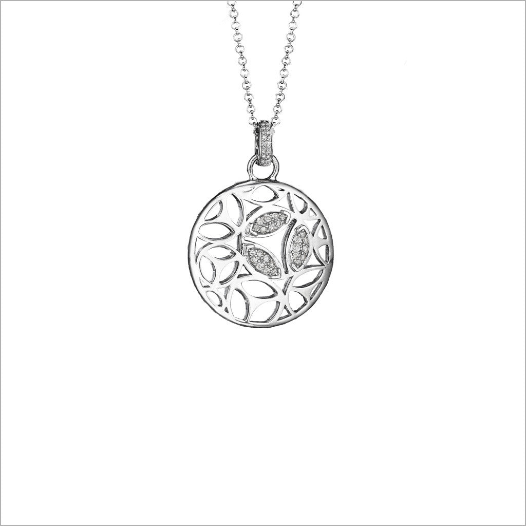 Medallion Diamond Small Pendant in Sterling Silver