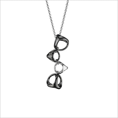 Icona Silver & Black Rhodium 4-Cage Necklace