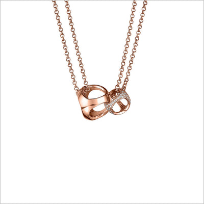Linked By Love Diamond Necklace in Sterling Silver plated with Rose Gold