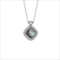 Motif Black Mother of Pearl Necklace in Sterling Silver with Diamonds