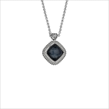 Motif Hematite & Diamond Necklace in Sterling Silver