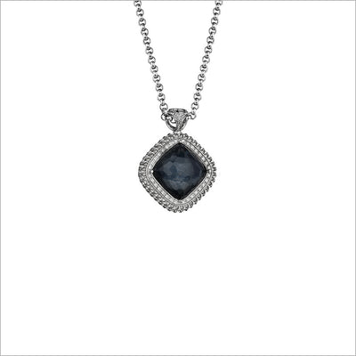 Motif Hematite & Diamond Necklace in Sterling Silver