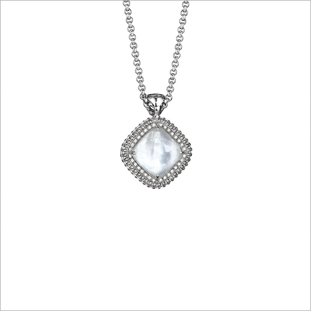 Motif Mother of Pearl & Diamond Necklace in Sterling Silver