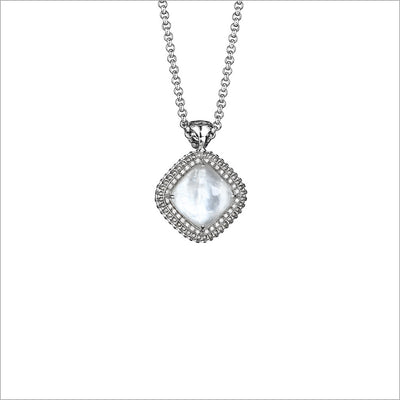 Motif Mother of Pearl & Diamond Necklace in Sterling Silver