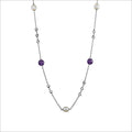 Icona Amethyst & Pearl 32" Necklace in Sterling Silver
