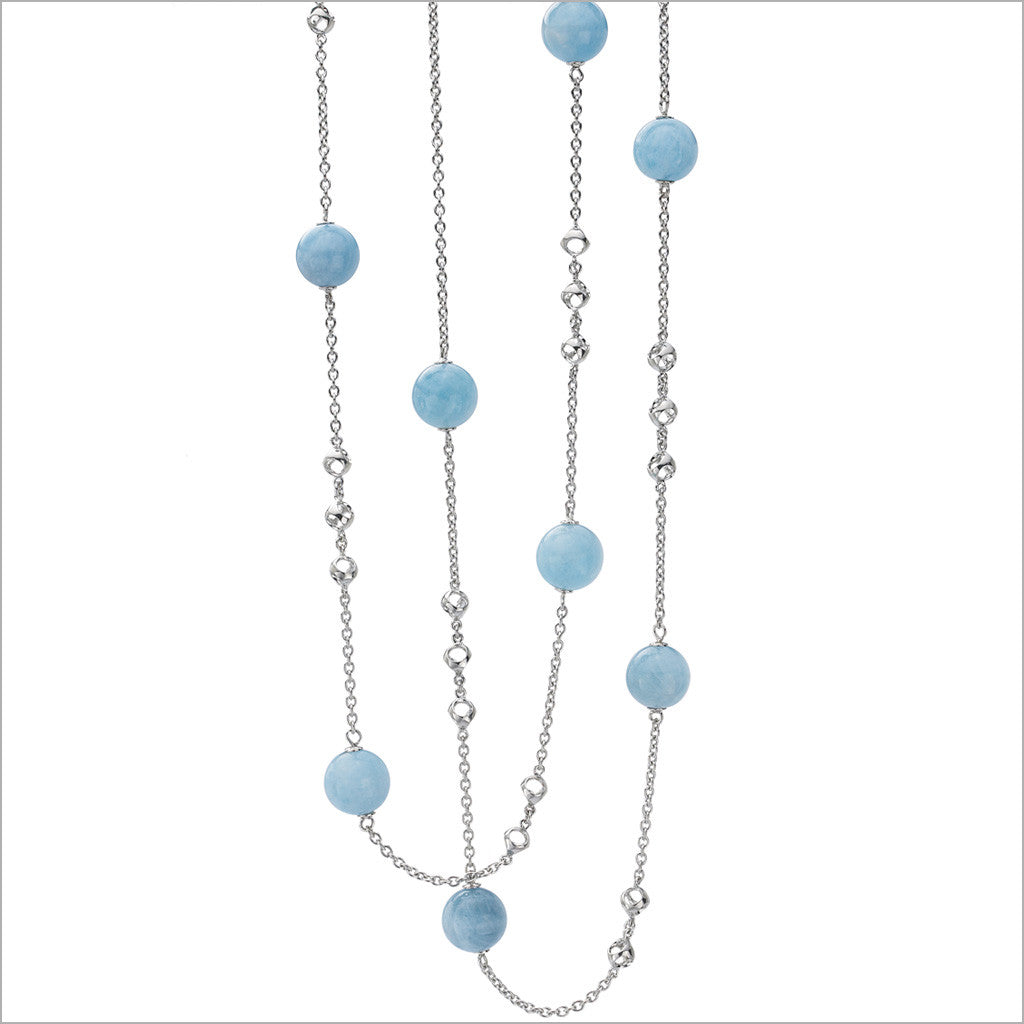 Icona Aquamarine 42" Necklace in Sterling Silver