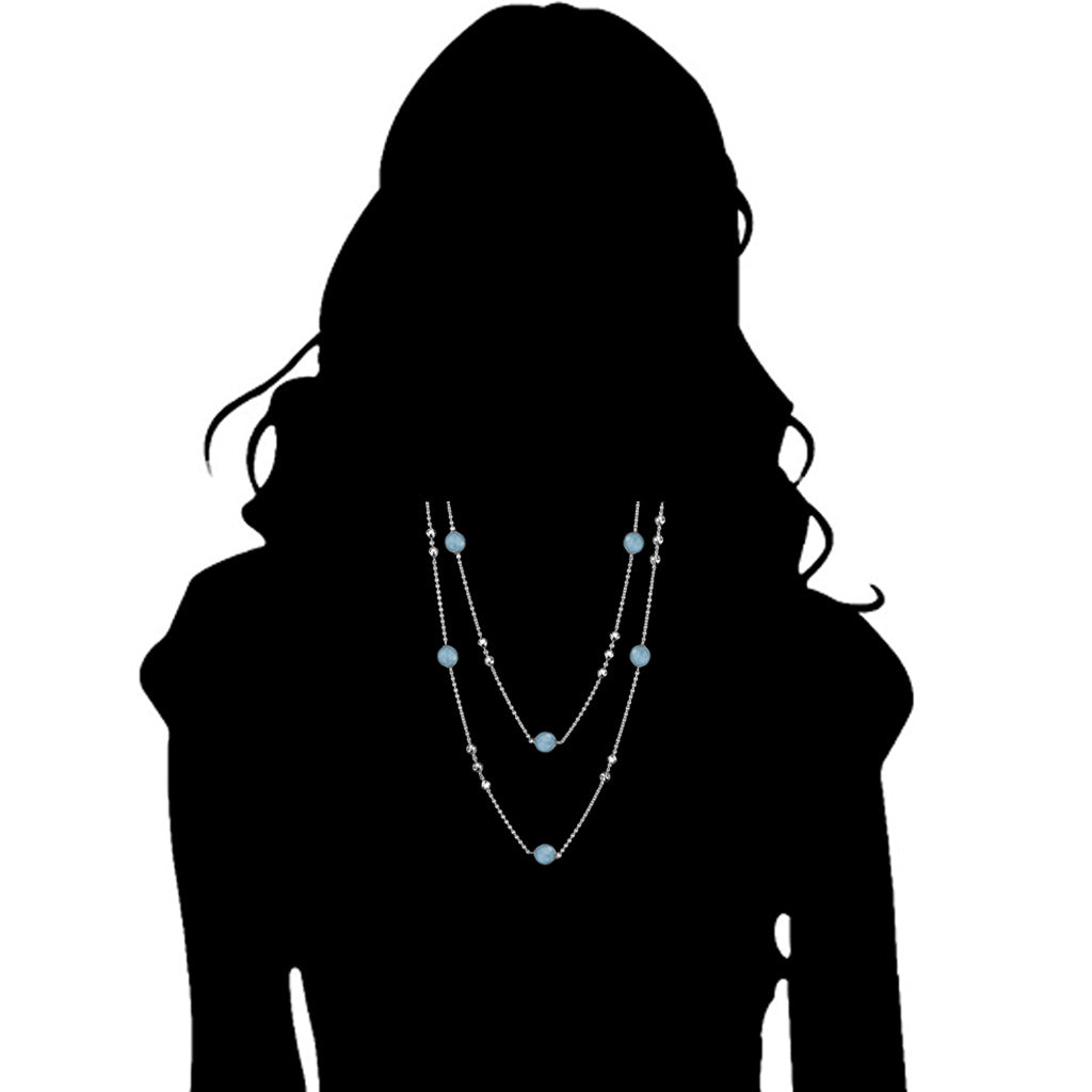 Icona Aquamarine 42" Necklace in Sterling Silver