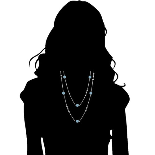 Icona Aquamarine 42" Necklace in Sterling Silver