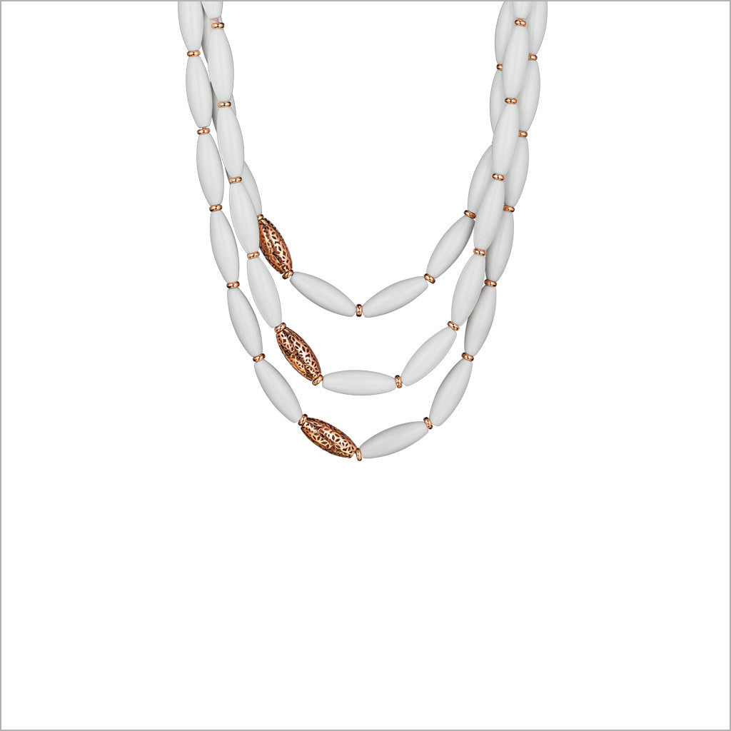 Sahara White Agate Necklace in Sterling Silver plated with 18k Rose Gold