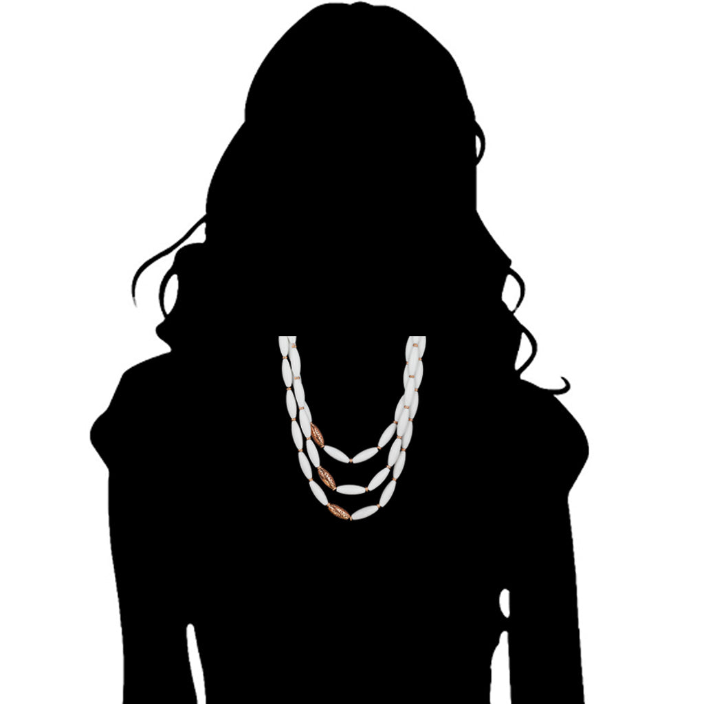 Sahara White Agate Necklace in Sterling Silver plated with 18k Rose Gold