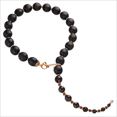 Sahara Wood Lariat Necklace in Sterling Silver plated with 18k Rose Gold