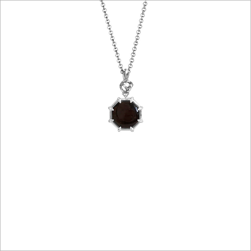 Icona Black Onyx & Diamond Small Sterling Silver Necklace - N313-S2-OX