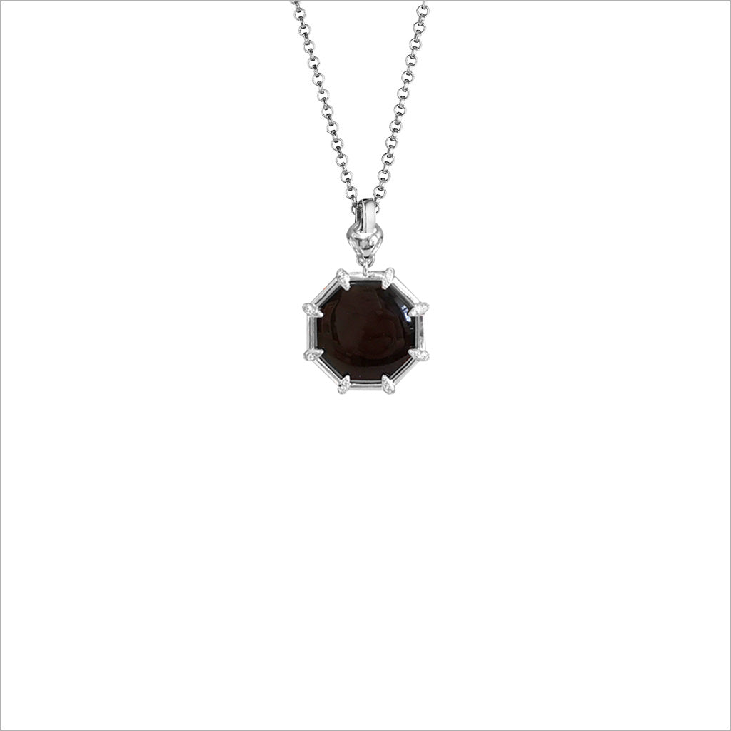 Icona Black Onyx & Diamond Small Sterling Silver Necklace - N323-S2-OX