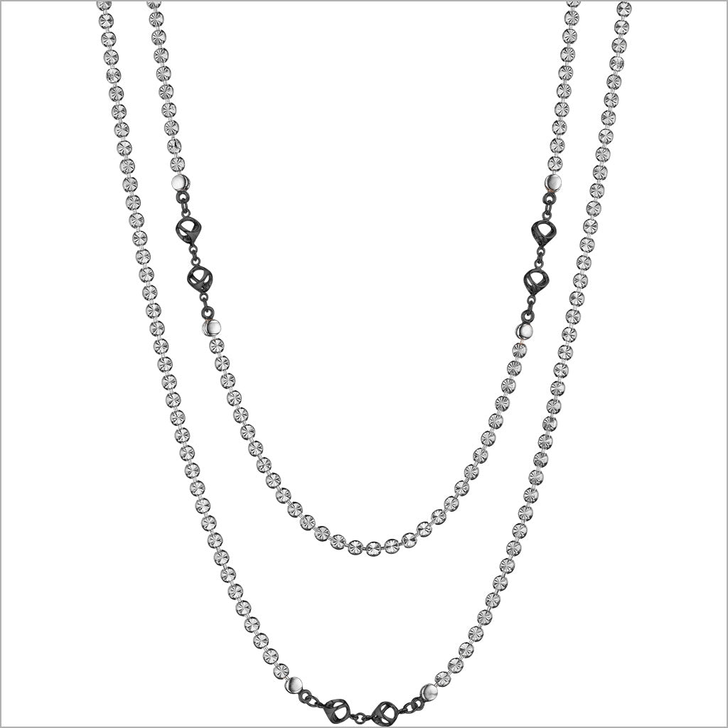 Diamanté Sterling Silver & Black Rhodium 42" Necklace