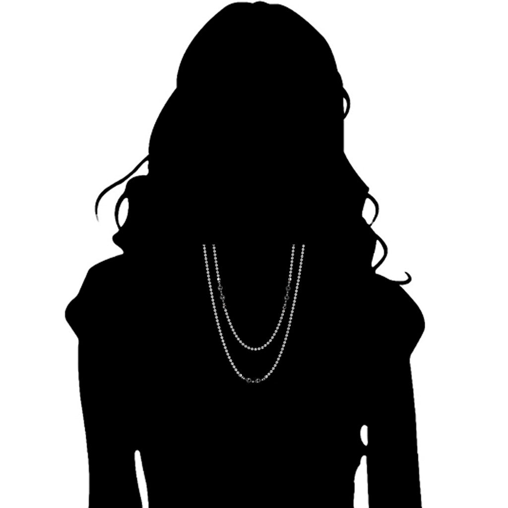 Diamanté Sterling Silver & Black Rhodium 42" Necklace