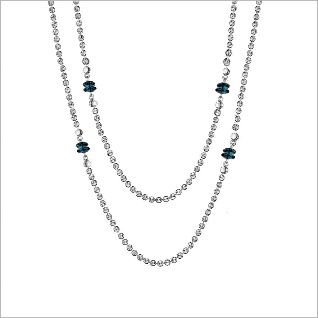 Diamanté London Blue Topaz 42" Necklace in Sterling Silver