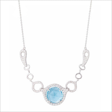 Giulietta 18K White Gold & Swiss Blue Topaz Necklace with Diamonds