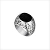 Medallion Black Onyx Ring in Sterling Silver