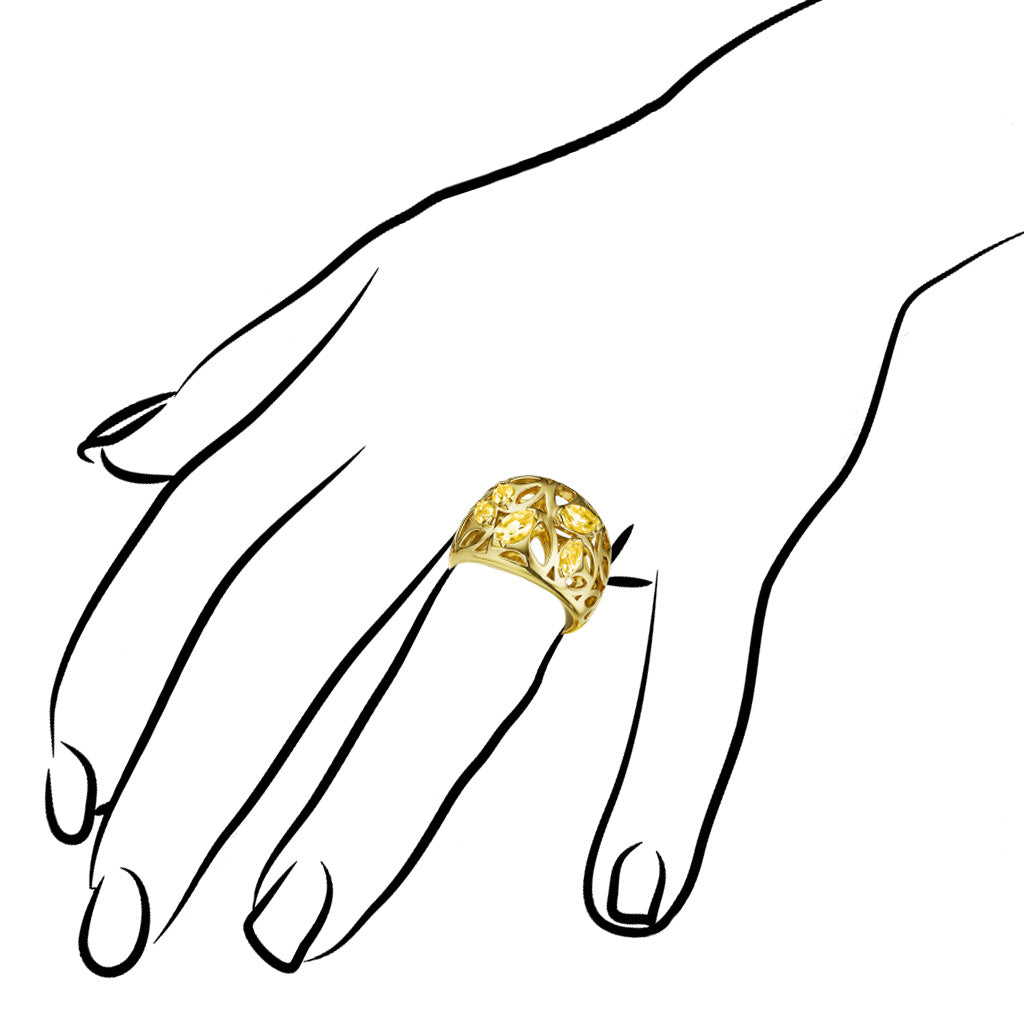 Medallion Citrine Small Ring in Sterling Silver plated with 18k Yellow Gold
