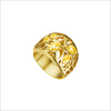 Medallion Golden Quartz Small Ring in Sterling Silver plated with 18k Yellow Gold