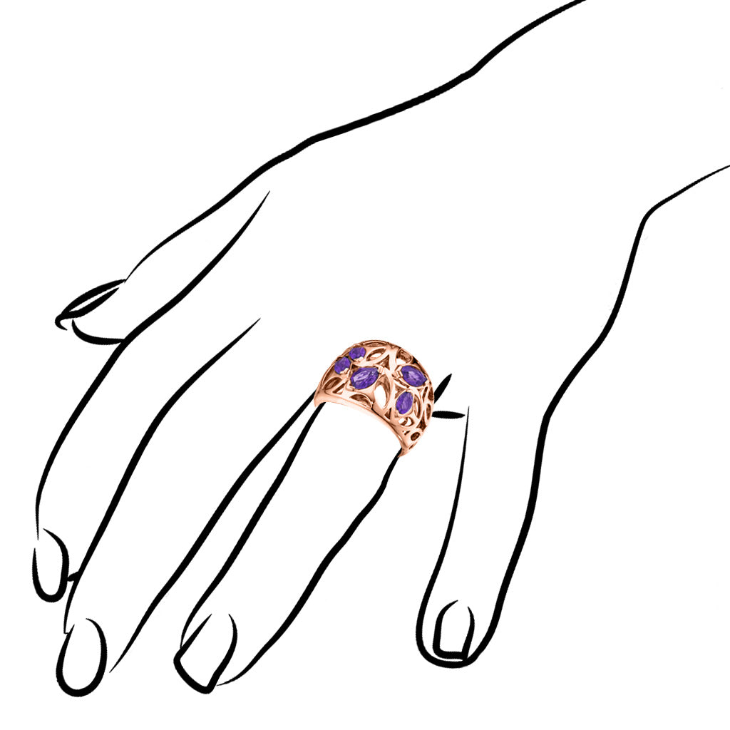 Medallion Amethyst Small Ring in Sterling Silver plated with 18k Rose Gold