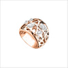 Medallion Rock Crystal Quartz Small Ring in Sterling Silver plated with 18k Rose Gold