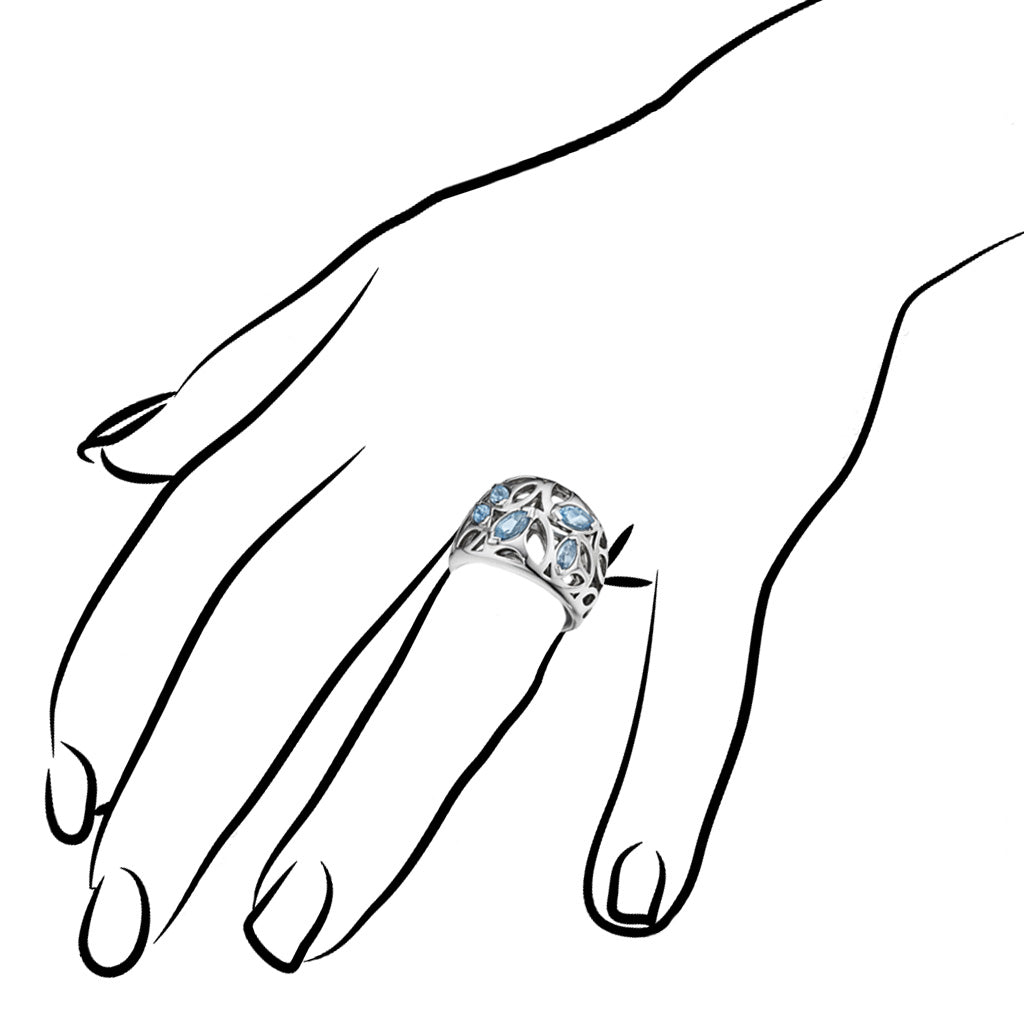 Medallion Blue Quartz Small Ring in Sterling Silver