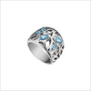 Medallion Blue Topaz Small Ring in Sterling Silver