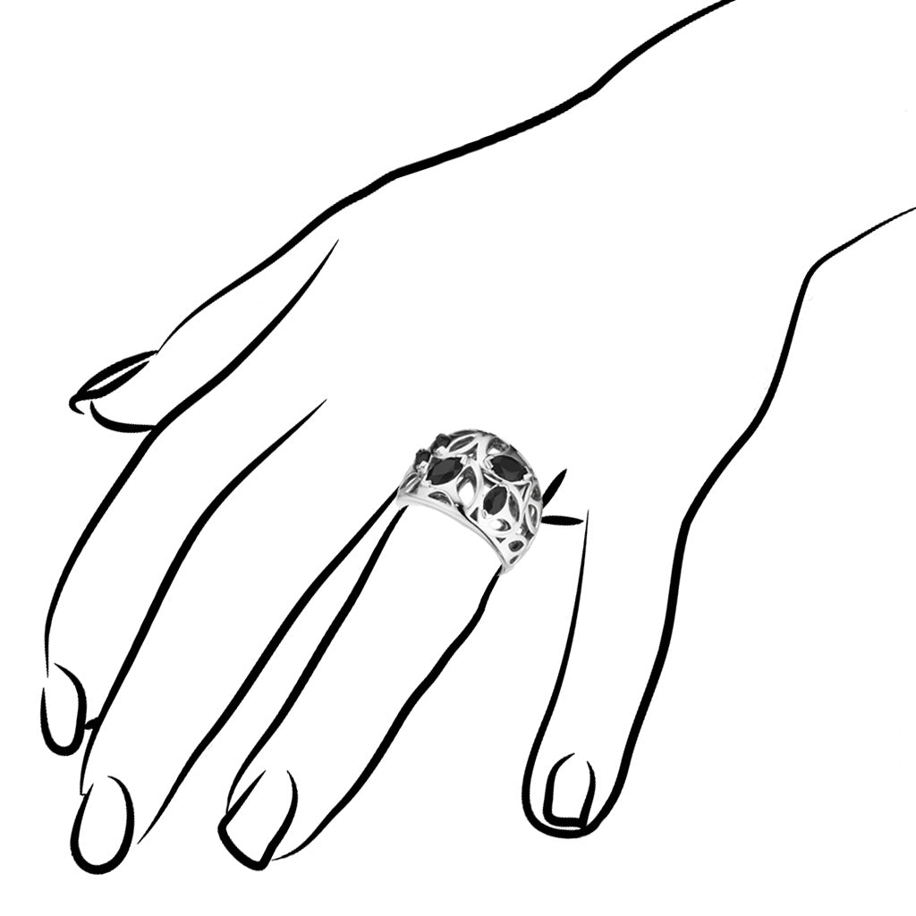 Medallion Black Onyx Small Ring in Sterling Silver