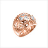 Medallion Rock Crystal Quartz Large Ring in Sterling Silver plated with 18k Rose Gold
