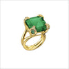 Soirée Green Quartz & Diamond Ring in Sterling Silver plated with 18k Yellow Gold