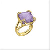 Soirée Purple Quartz & Diamond Ring in Sterling Silver plated with 18k Yellow Gold