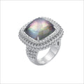 Motif Black Mother of Pearl & Diamond Ring in Sterling Silver
