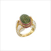 Triadra 18K Yellow Gold & Diamond Ring with Green Sapphire and Ruby