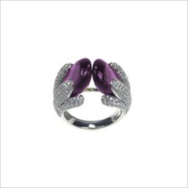 Triadra 18K White Gold & Amethyst Ring with Diamonds