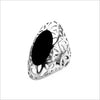 Sahara Large Ring in Sterling Silver with Black Agate