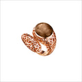 Sahara Smoky Quartz Snake Ring in Sterling Silver plated with 18k Rose Gold