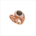 Sahara Smoky Quartz & Diamond Snake Ring in Sterling Silver plated in 18k Rose Gold