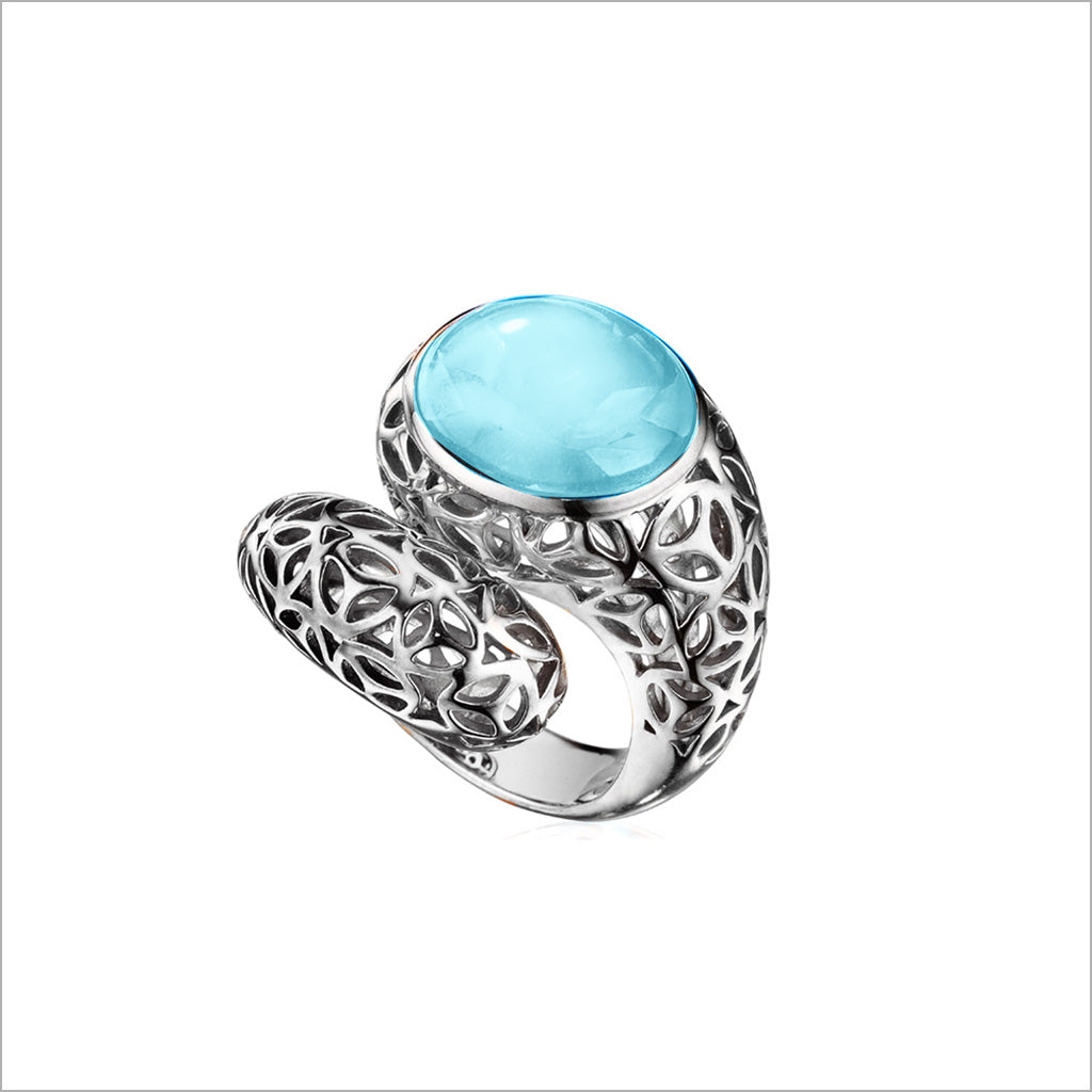 Sahara Blue Topaz Snake Ring in Sterling Silver