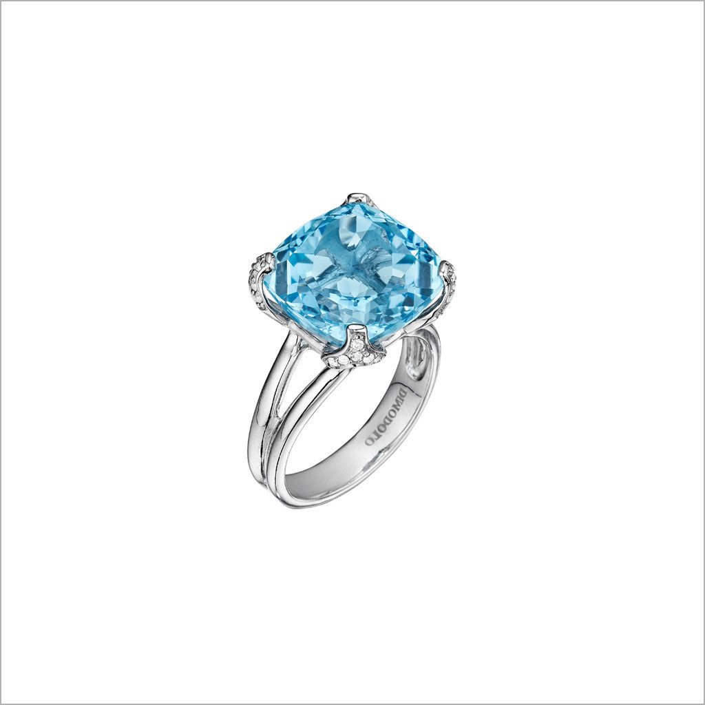 Sterling silver Topaz & Diamond ring