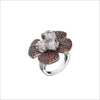 Triadra 18K White Gold & Red Sapphire Flower Ring with Diamonds