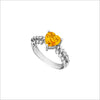 Icona Eternity Citrine & Diamond Heart Ring in sterling silver plated with rhodium
