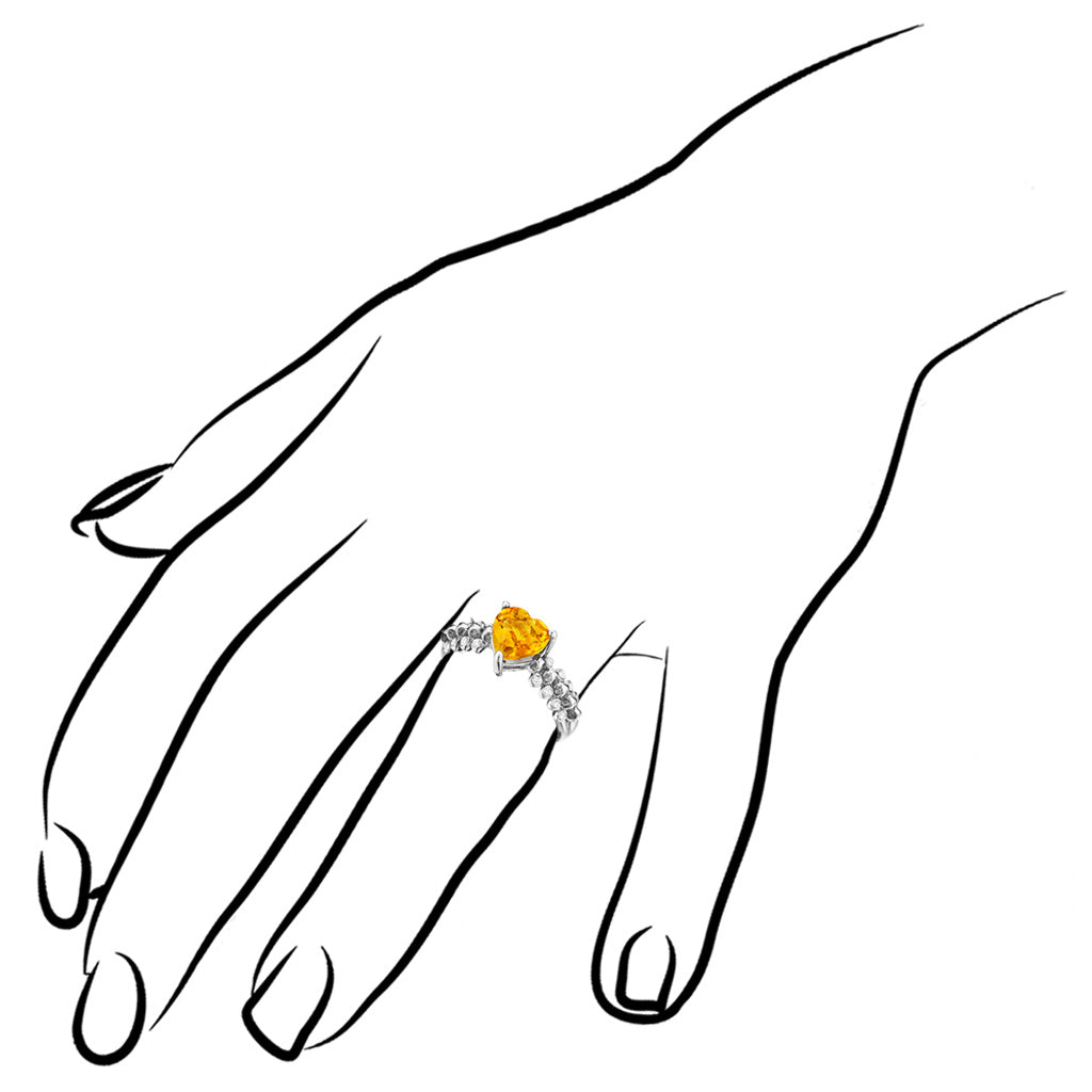 Icona Eternity Citrine & Diamond Heart Ring in Sterling Silver