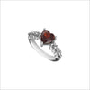 Icona Eternity Garnet & Diamond Heart Ring in sterling silver plated with rhodium