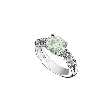 Icona Eternity Green Amethyst Ring in sterling silver plated with rhodium