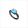 Icona Eternity Blue Topaz & Diamond Ring in Sterling Silver plated with Black Rhodium