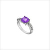 Icona Eternity Amethyst & Diamond Ring in sterling silver plated with rhodium