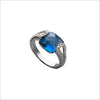 Fiamma 18K Gold & London Blue Topaz Ring with Diamonds